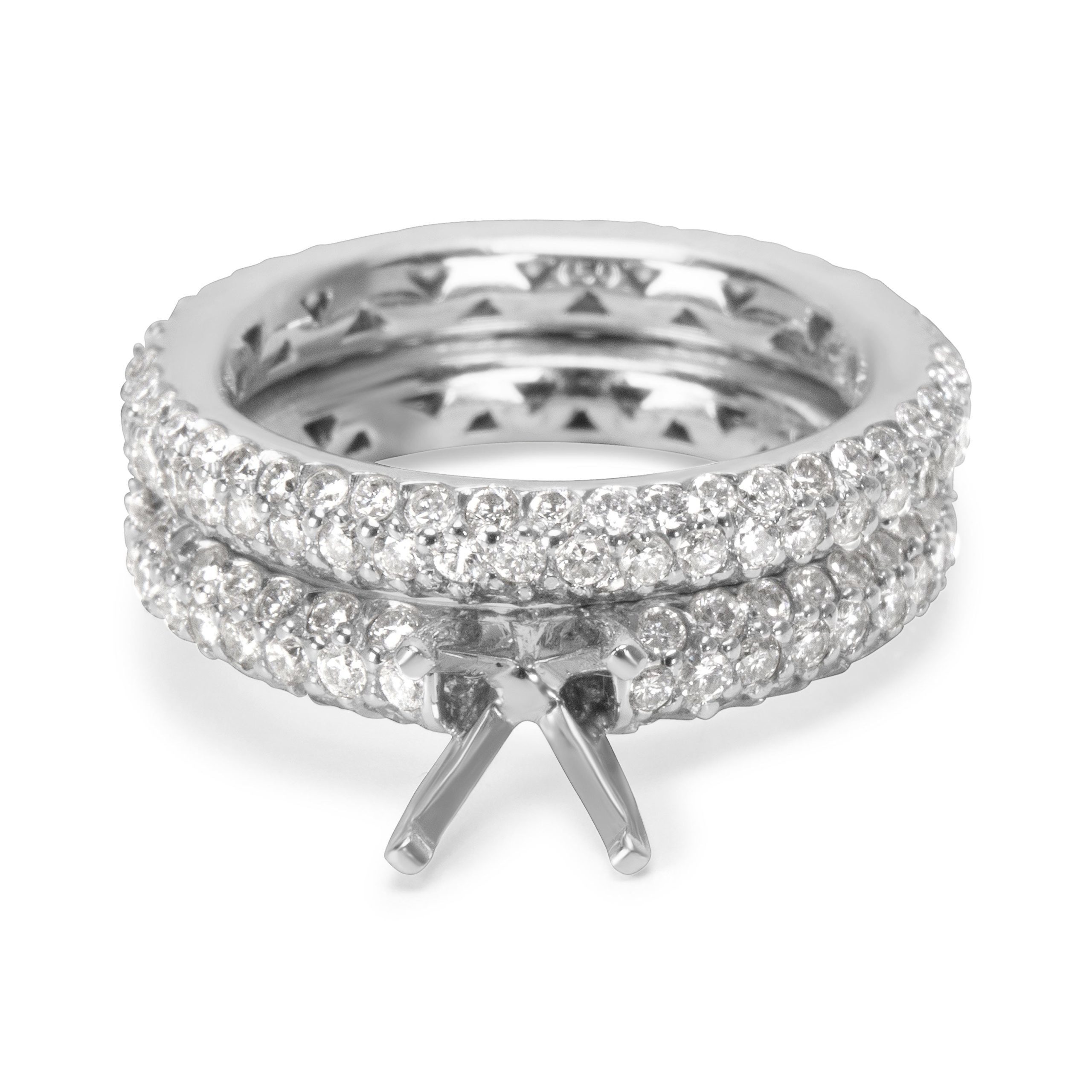 Brand New Pave Diamond Engagement Ring Set In 18kt White Gold 324 Ctw